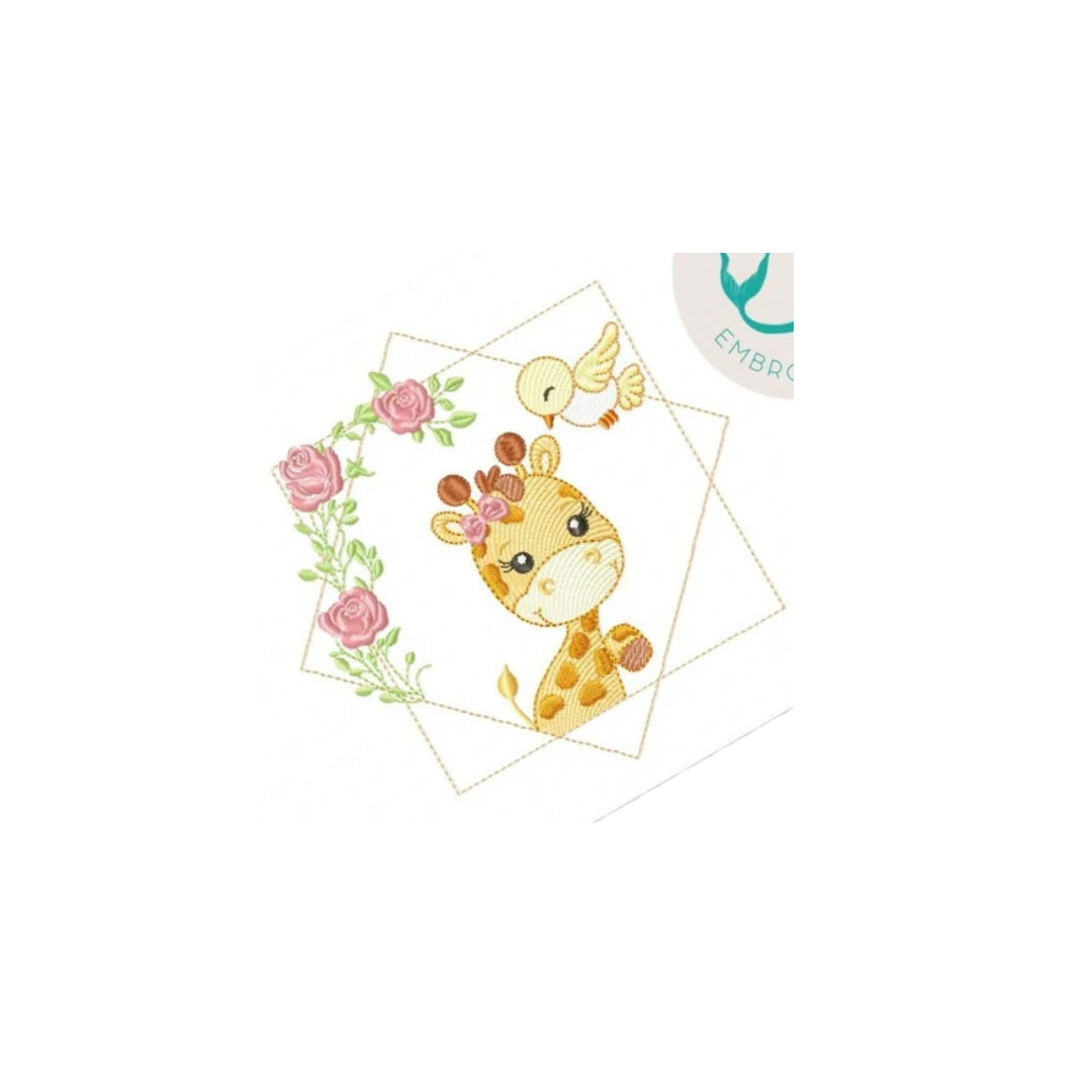 Jirafa con flores y marco