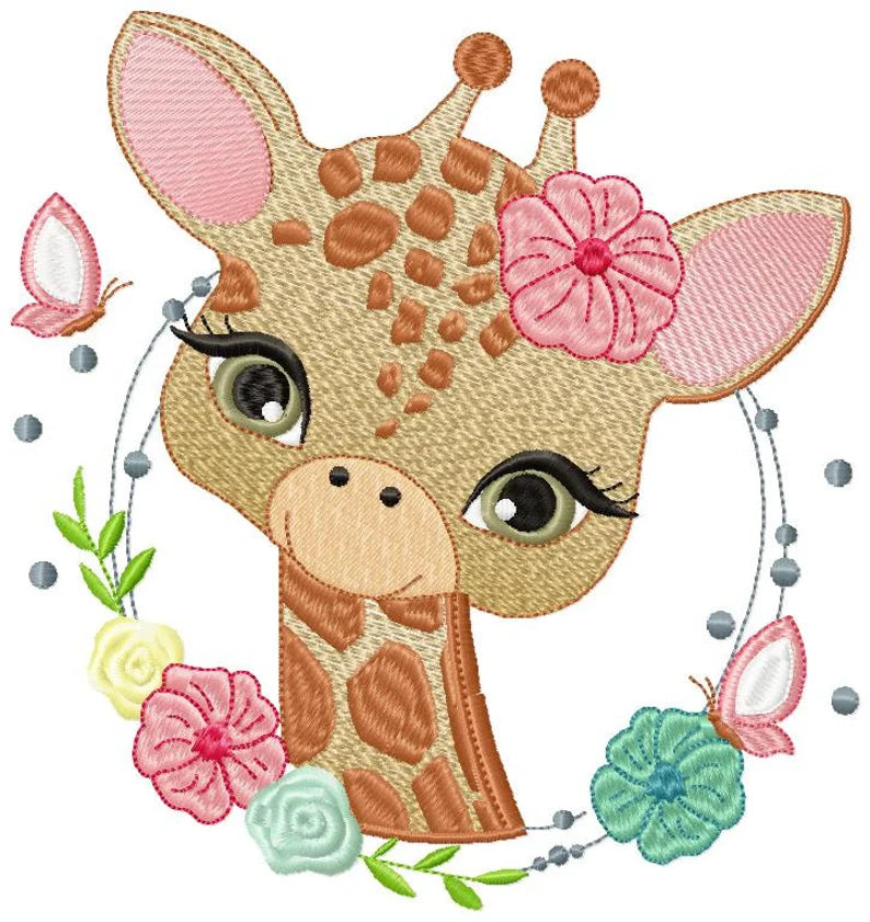 JIRAFA CON FLORES