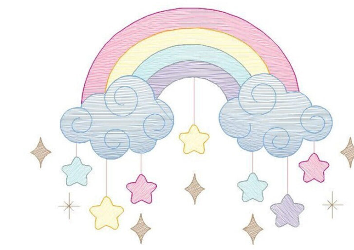 Arcoiris estrellas y nubes
