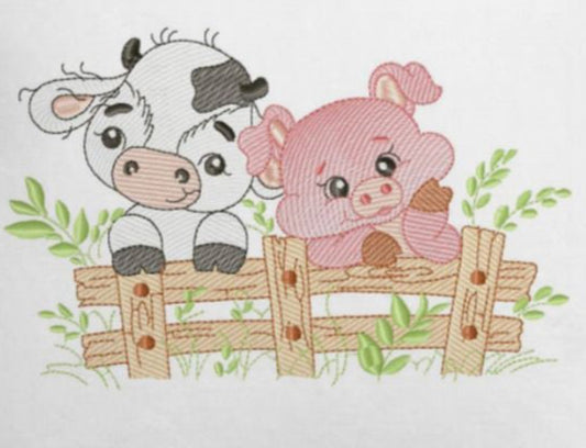 Vaquita y cerdito granja