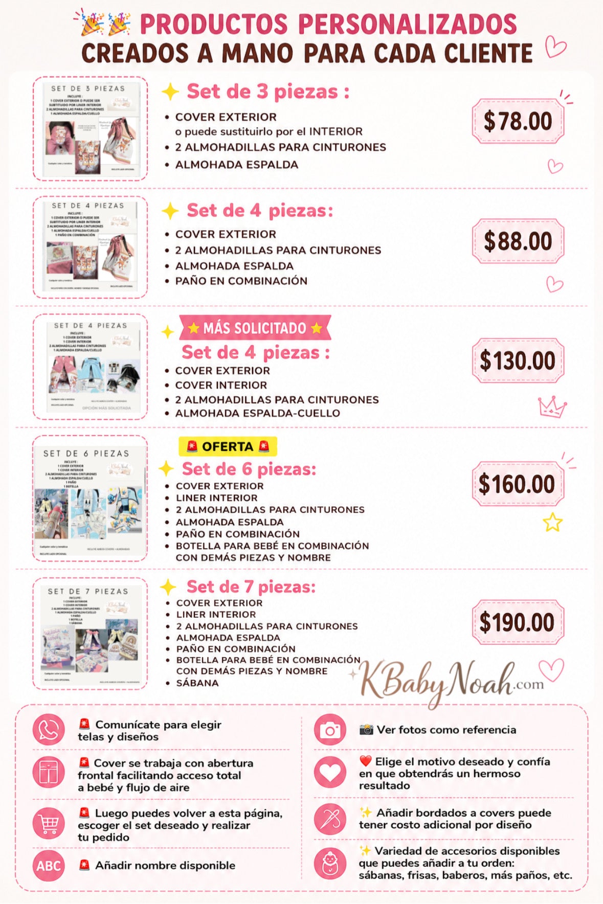 Conjuntos para car seat / por pedido PERSONALIZADOS