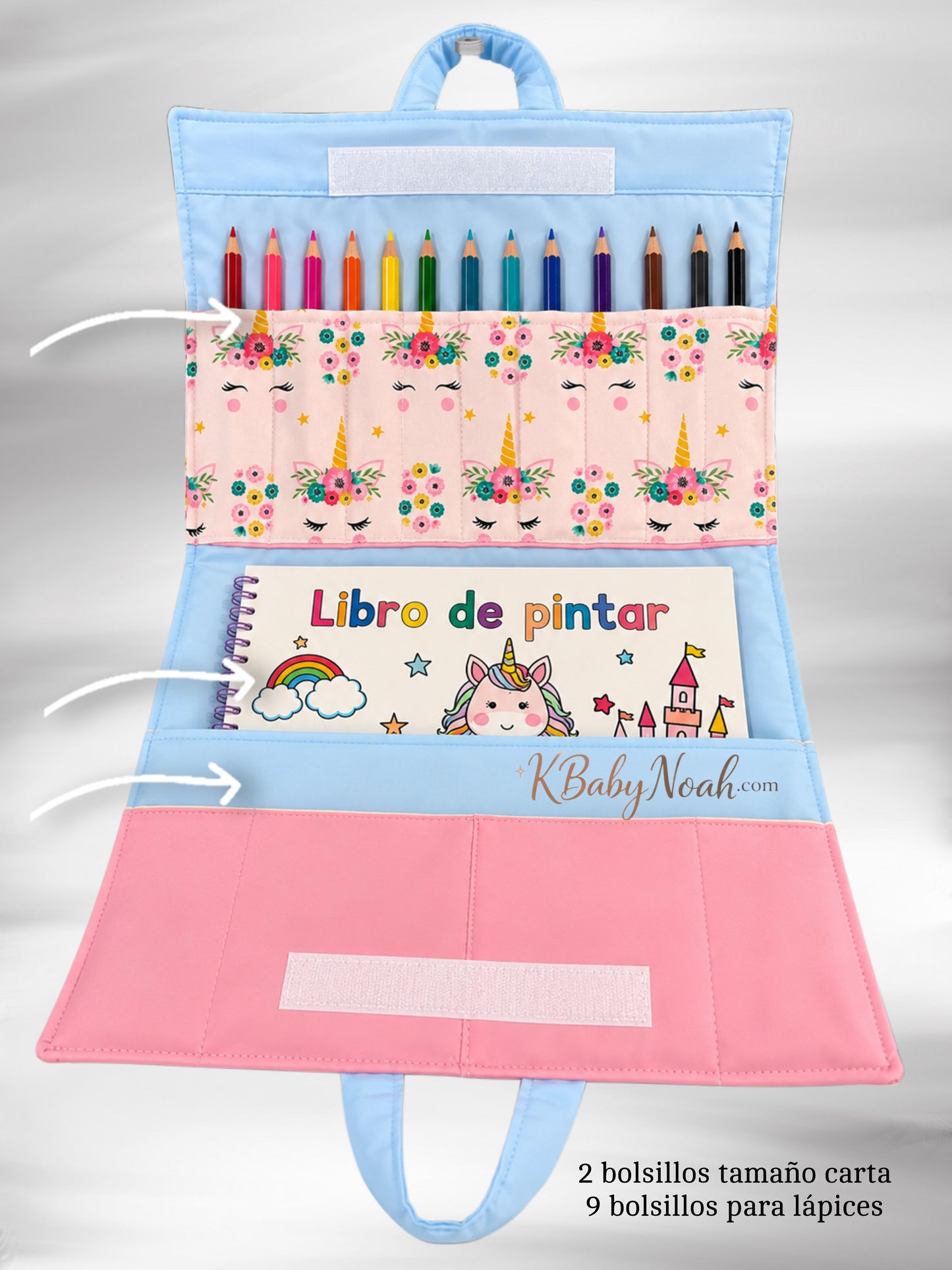 Organizador ideal para libro de pintar y lápices BACK TO SCHOOL