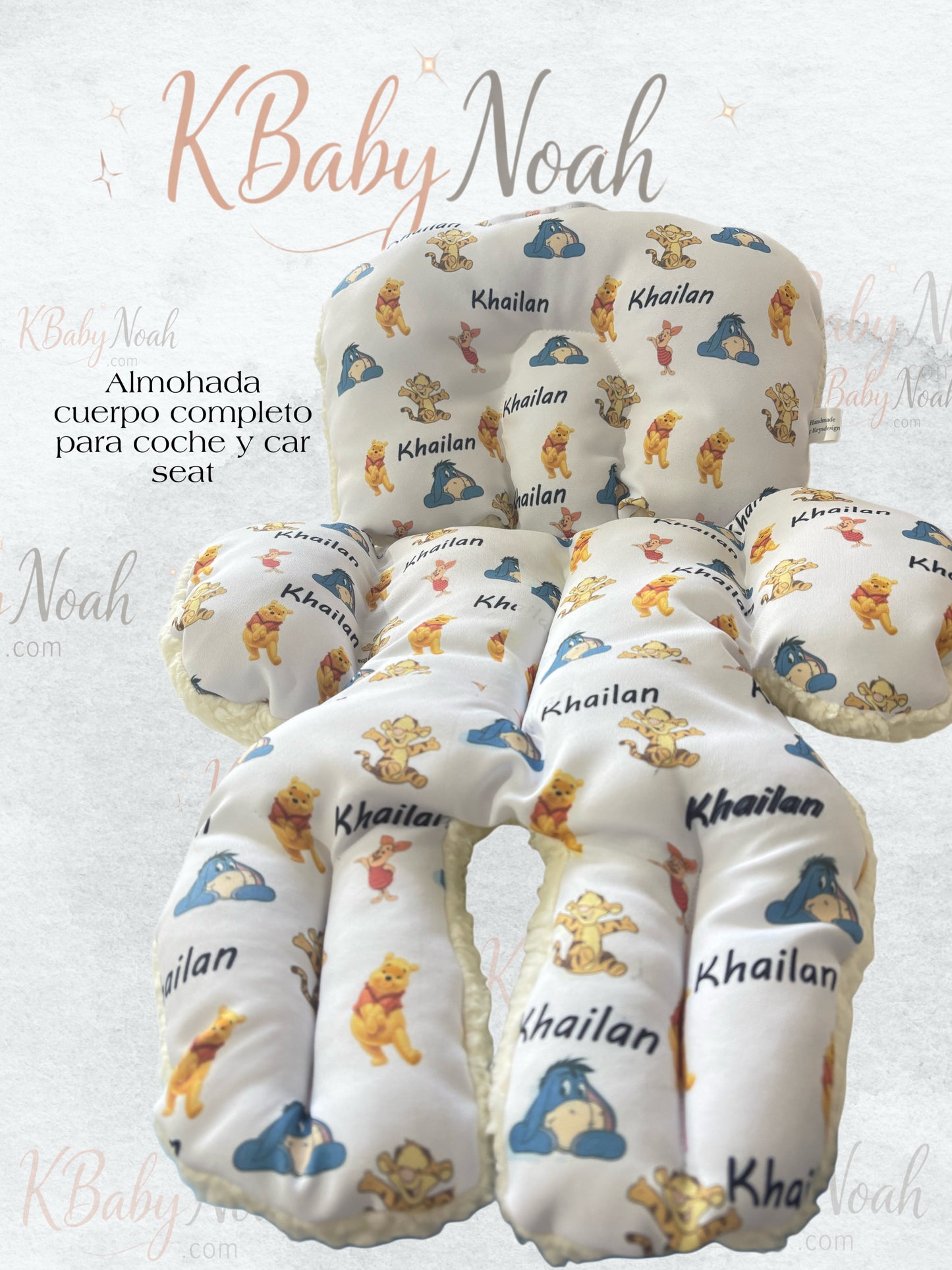 Set de Almohadas + 3 paños ( telas exclusivas con nombre incluido )