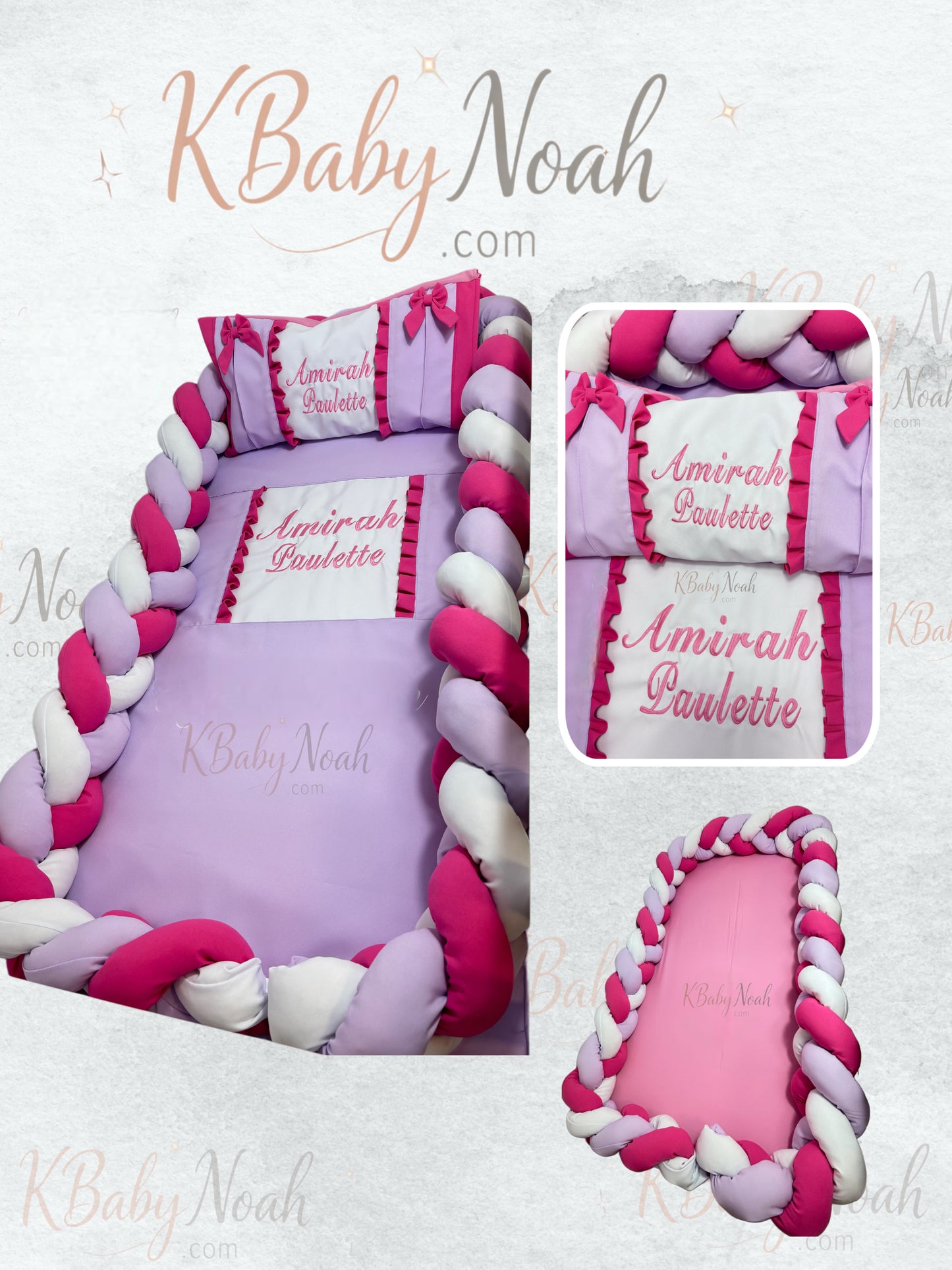 Combo cuna-Dulces sueños personalizado-incluye trenzado