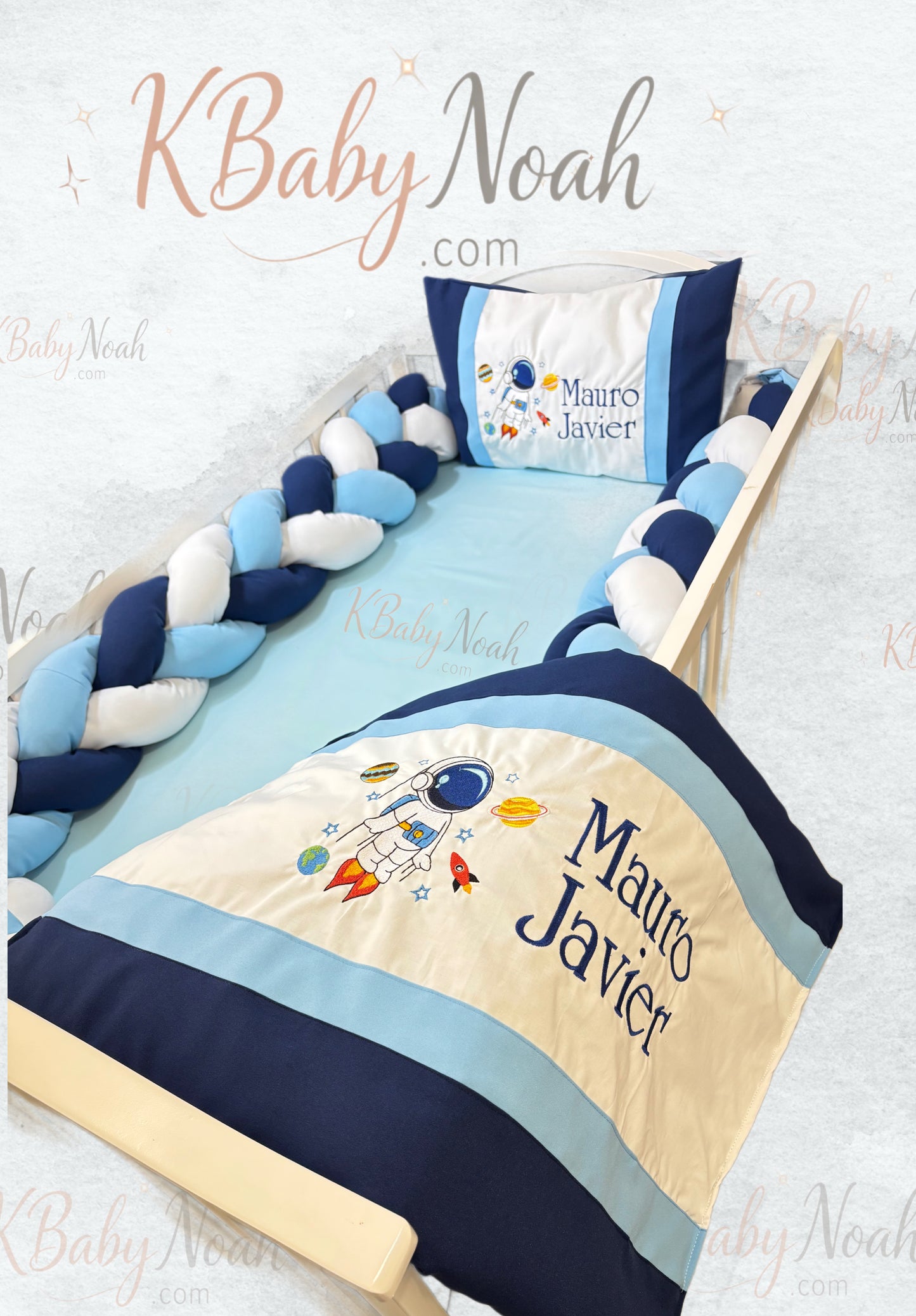 Combo cuna-Dulces sueños personalizado-incluye trenzado