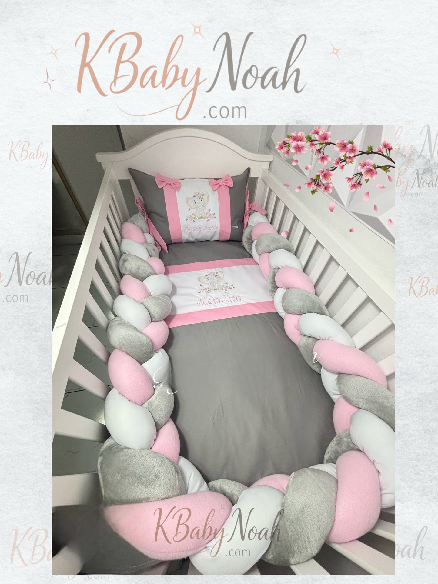 Combo cuna-Dulces sueños personalizado-incluye trenzado
