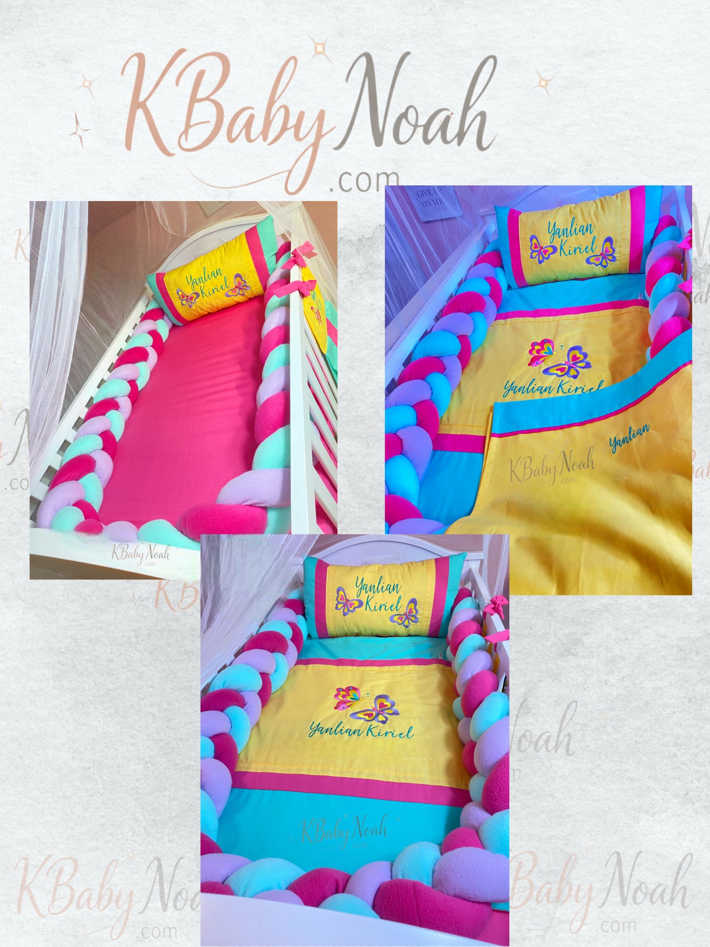 Combo cuna-Dulces sueños personalizado-incluye trenzado