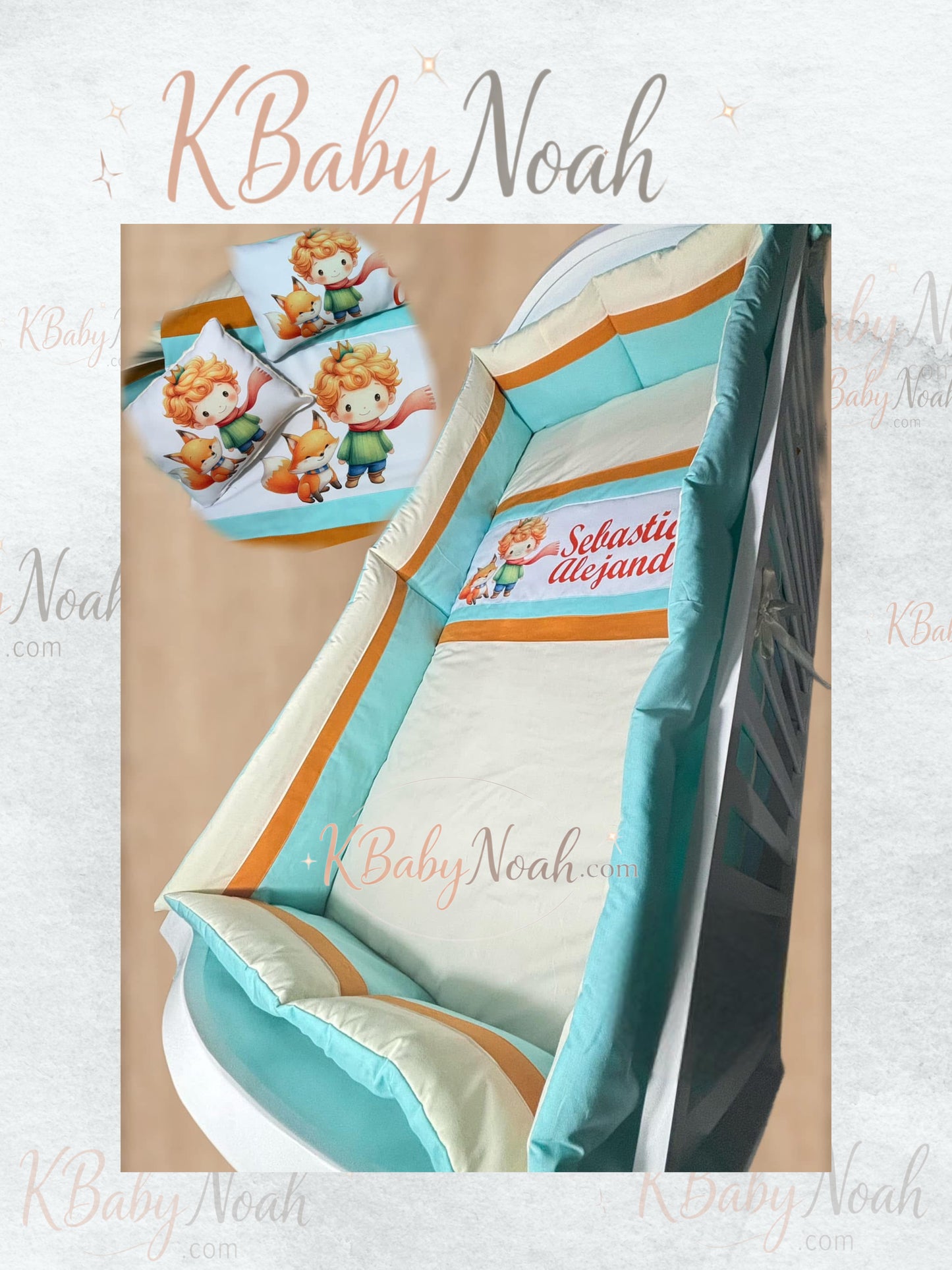 Combo cuna-Dulce descanso - incluye bumpers planos multi color - personalizado en cualquier temática
