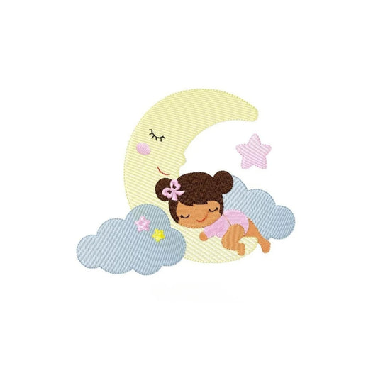 NiÑa en luna y nubes