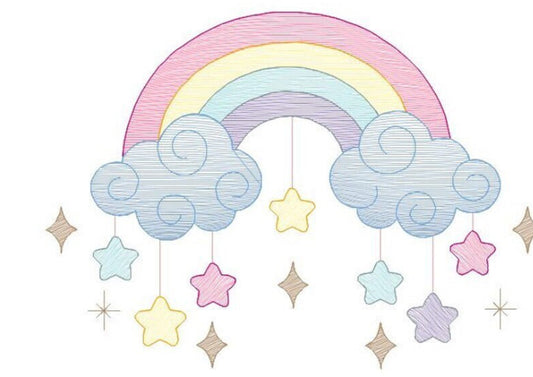 Arcoiris estrellas y nubes