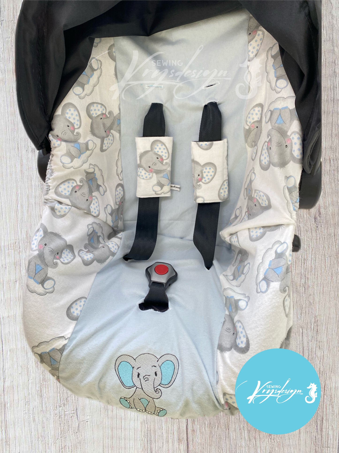 ✨ Set Cover Car Seat Elefante Azul – KBabyNoah